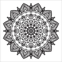 Indian Mandala Arabic Islamic Pattern Ornament Black White