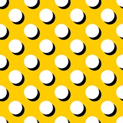 Tile vector pattern with white polka dots and black shadow on yellow background for decoration wallpaper
