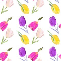 seamless pattern with tulips