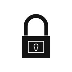 Black lock flat icon. Simple editable vector illustration usable for web and print items.