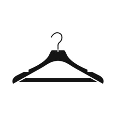 Black hanger for clothes flat icon. Simple editable vector illustration usable for web and print items.