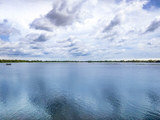 Beautiful sky reflation in River water .