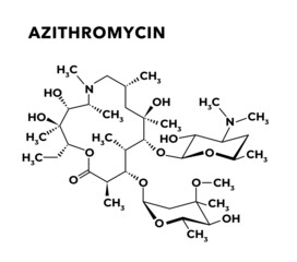 Azithromycin antibiotic structural chemical formula on white background
