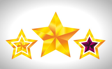 Shiny Gold Star. Christmas Illustration for design on white background