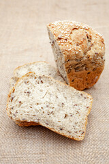 Photo of baked bread. A loaf of bread. Private bakery.