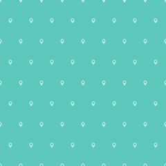 Seamless pattern with map pin icons and green background