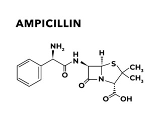 Fototapeta premium Ampicillin, antibiotic drug skeletal formula