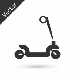 Grey Roller scooter for children icon isolated on white background. Kick scooter or balance bike. Vector