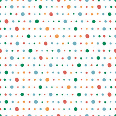 White seamless pattern with colorful dots