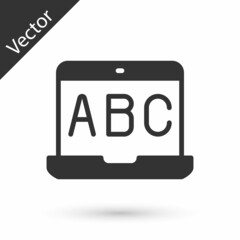 Grey E-learning of different foreign languages icon isolated on white background. Vector