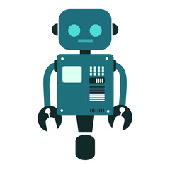 The bot icon. The chatbot icon. Cute smiling robot. Outline of the robot sign in an orange circle. Vector flat line cartoon illustration isolated on a white background. Bot voice support service. Virt