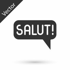 Grey Salut in different languages icon isolated on white background. Speech bubbles. Vector