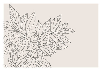 Minimalist botanical poster with peony leaves abstract collage