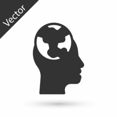 Grey Learning foreign languages icon isolated on white background. Translation, language interpreter and communication. Vector