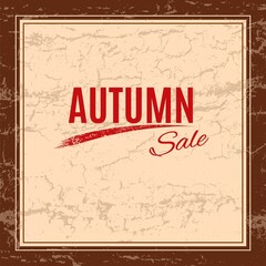 Autumn sale background with cracks for shopping sale, promo poster, flyer, web banner. Beige bark wood or craquelure texture. Vector illustration