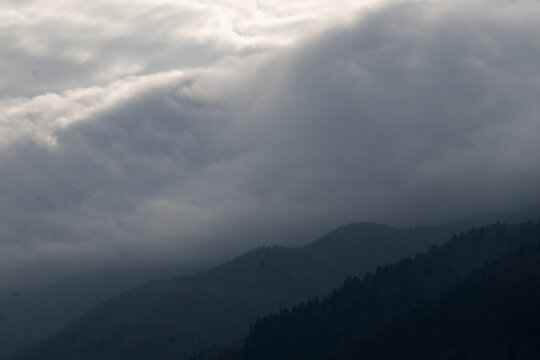 clouds in the mountains