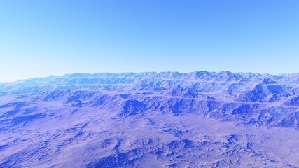 Fototapeta premium Exoplanet fantastic landscape. Beautiful views of the mountains and sky with unexplored planets