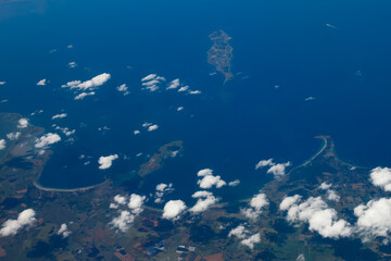 Fototapeta na wymiar Aerial view from plane. Flight from Helsinki to Amsterdam.