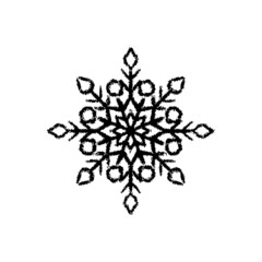 Snowflake icon. Black contour linear sketch silhouette. Vector simple flat graphic hand drawn illustration. The isolated object on a white background. Isolate.
