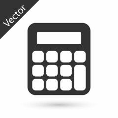 Grey Calculator icon isolated on white background. Accounting symbol. Business calculations mathematics education and finance. Vector