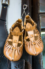traditional peasant shoes in the Balkan region