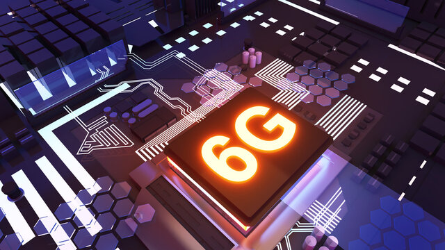 6g technology background abstract illustration,Computer system and 6G system equipment,3d rendering