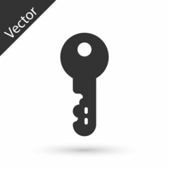 Grey House key icon isolated on white background. Vector