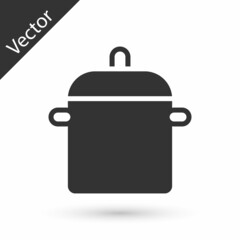 Grey Cooking pot icon isolated on white background. Boil or stew food symbol. Vector