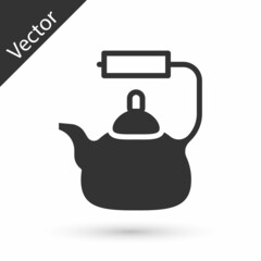 Obraz premium Grey Kettle with handle icon isolated on white background. Teapot icon. Vector
