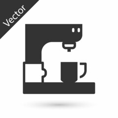 Grey Coffee machine icon isolated on white background. Vector