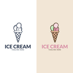 Logo Ice cream. Vector italian ice cream labels. Retro logos for cafeteria or bar.
