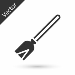 Grey Handle broom icon isolated on white background. Cleaning service concept. Vector