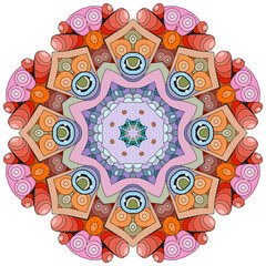 Colorful cute Mandalas. Decorative unusual round ornaments.