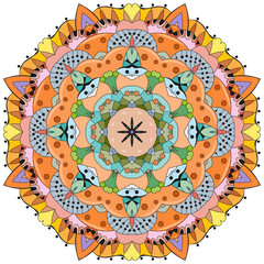Naklejka premium Colorful cute Mandalas. Decorative unusual round ornaments.