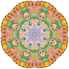 Colorful cute Mandalas. Decorative unusual round ornaments.