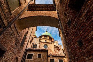 Treviso Cathedral ( Duomo di Treviso, Cathedrale di San Pietro Apostolo ) on a sunny summer day. Italy.