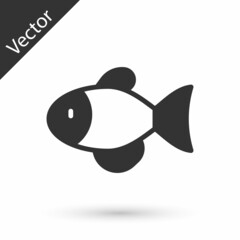 Grey Fish icon isolated on white background. Vector