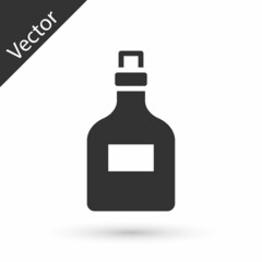 Grey Alcohol drink Rum bottle icon isolated on white background. Vector