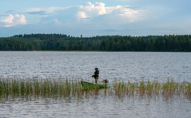 Fisherman on lake