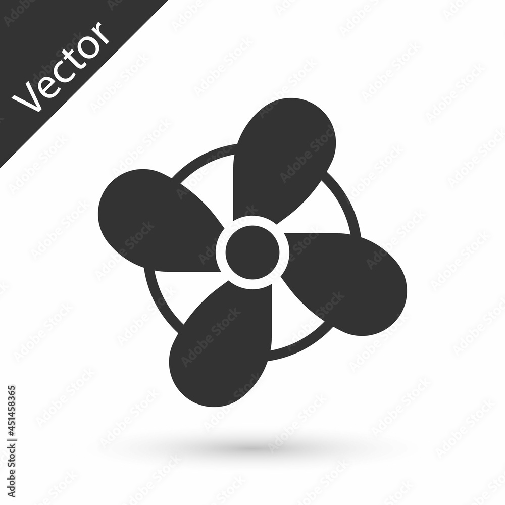 Sticker Grey Boat propeller, turbine icon isolated on white background. Vector