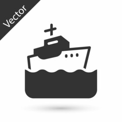 Grey Cruise ship icon isolated on white background. Travel tourism nautical transport. Voyage passenger ship, cruise liner. Worldwide cruise. Vector