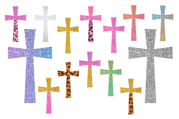 Obraz premium Crosses set on white background. Religious clip art