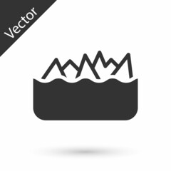 Grey Sharp stone reefs protruding from the sea, a danger to sea ships and vessels icon isolated on white background. Vector