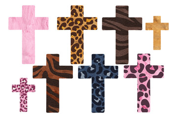Crosses set on white background. Religious clip art isolated