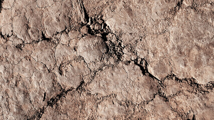 Grunge rustic vintage ancient bad relief path. Aged dirty erosion hard dry scuffed clay rock trail. Crannied bumpy floor creviced soil dust footpath. Textured ruined rough heated mud 3D terrain design