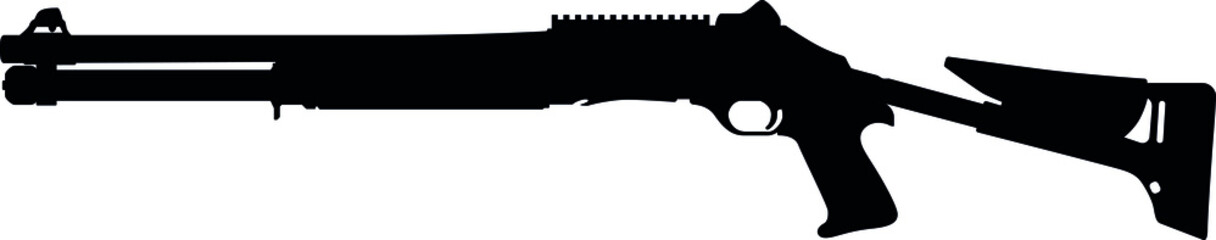 M4 Super 90 TS semi-automatic shotgun pump action shotgun, pumpgun. Detailed vector illustration realistic silhouette