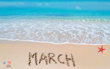 March on a tropical beach
