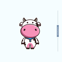 cute cow wearing bandana on neck, animal illustration concept,vector eps 10