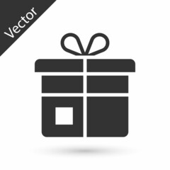 Grey Gift box icon isolated on white background. Vector