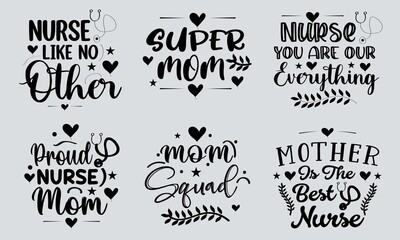Nurse T-shirt Design Bundle, T-shirt Design, Mom T-shirt Design, Bundle, Typography